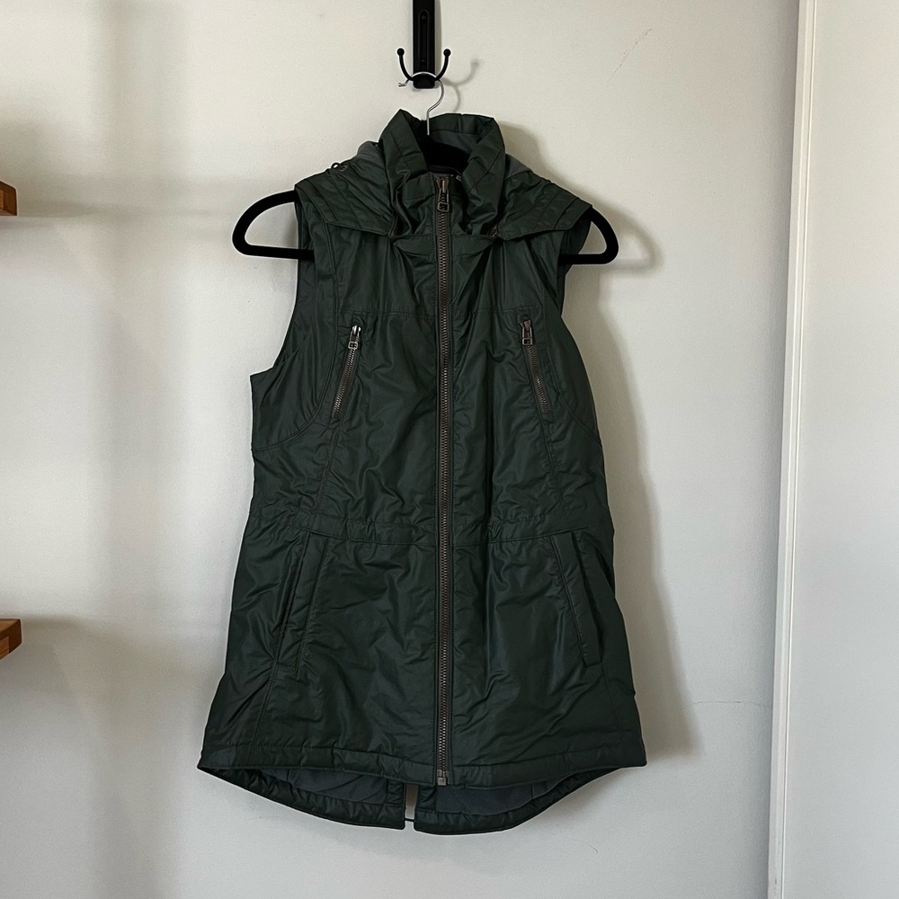 Athleta Alpine Air Vest Green Hooded Zip Up Utility Women’s XS